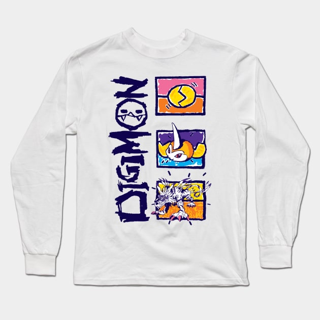 Digital Monsters V2 Long Sleeve T-Shirt by Daletheskater